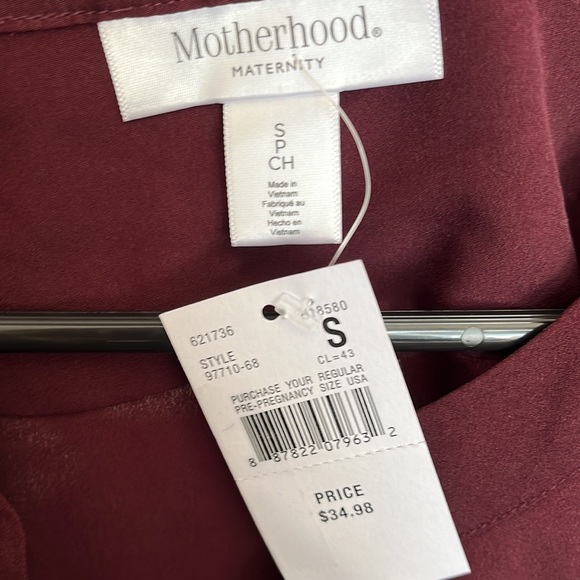 Motherhood Maternity Burgundy Sleeveless Button Front Blouse NWT Sz Small - Picture 5 of 5